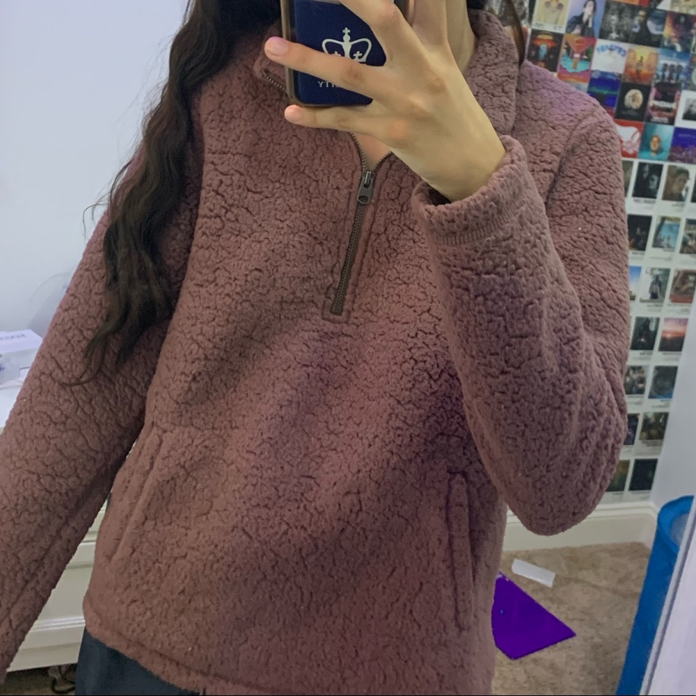 Abercrombie Sherpa Quarter Zip Pullover Hoodie - Picture 2 of 6